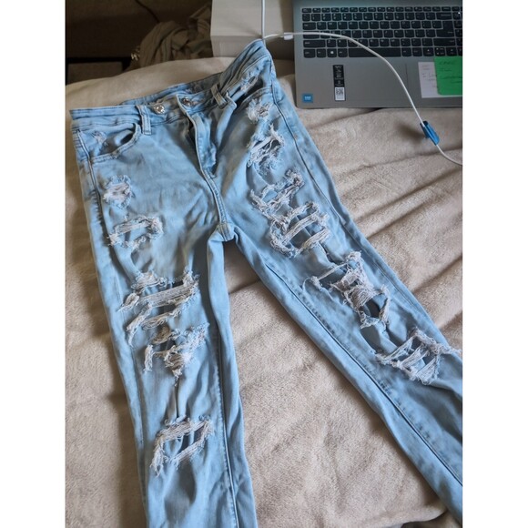 American eagle distressed jeans size 8 short next level stretch - Picture 2 of 8